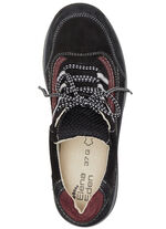 ELENA EDEN Schn&uuml;rschuh aus teilweise gepr&auml;gtem Nubukleder SCHWARZ-BURGUND