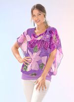 Shirtbluse mit Chiffon-Überwurf in 2 Farben FLIEDER-AUBERGINE-BEIGE