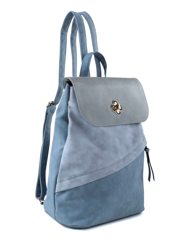 Rucksack mit &Uuml;berschlag und Drehschloss JEANS-GRAU