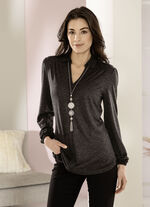 Poloshirt mit Kr&auml;uselung im Schulterbereich 