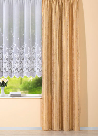 Übergardine mit Blatt-Musterung 