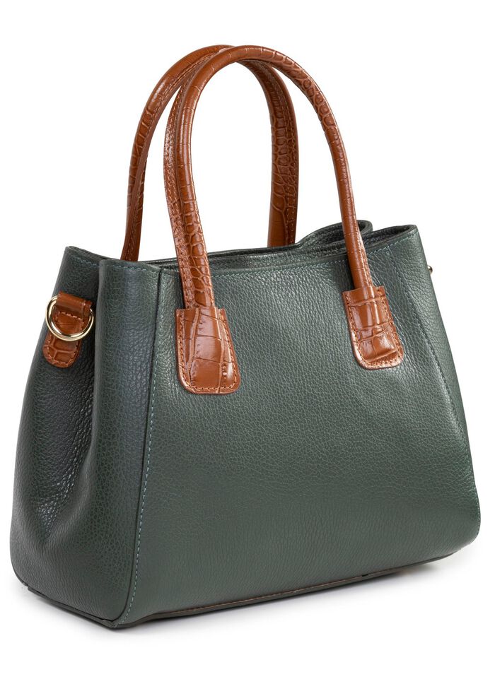 Laurina Tasche aus genarbtem Kalb-Nappaleder DUNKELGR&Uuml;N-BRAUN