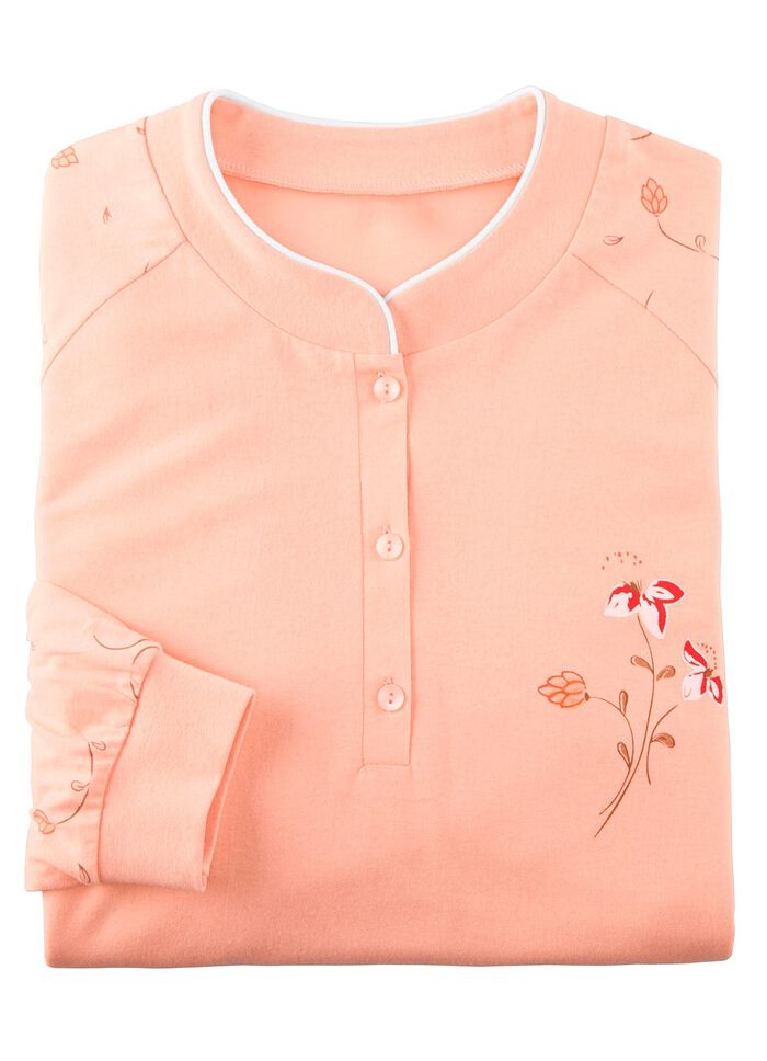 Nachthemd, Langarm mit B&uuml;ndchen und Knopfleiste 