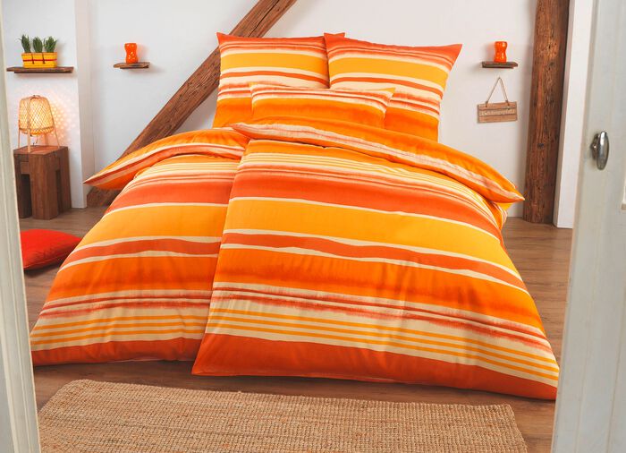 Beidseitig bedruckte Bettw&auml;sche-Garnitur in Polycotton-Qualit&auml;t 