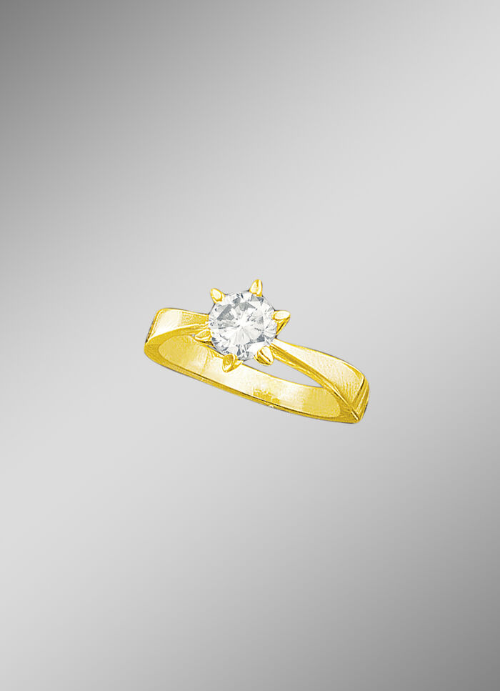 Damen-Solitärring mit champagnerfarbenem Brillant 