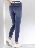 Jeans mit floralen Lochstickereien und Strasssteinchen JEANSBLAU