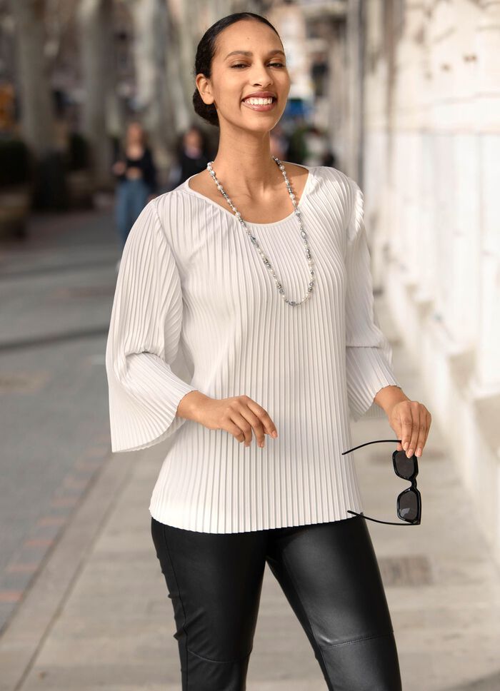 Tunika aus duftigem Plisseé ECRU