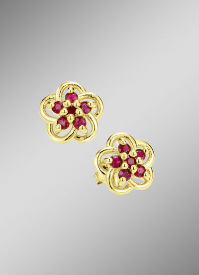 Vergoldete Ohrstecker mit echt Rubin 