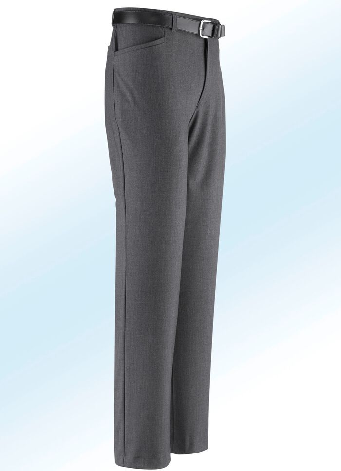 "Klaus-Modelle"-Hose mit G&uuml;rtel in 5 Farben DUNKELGRAU MELIERT