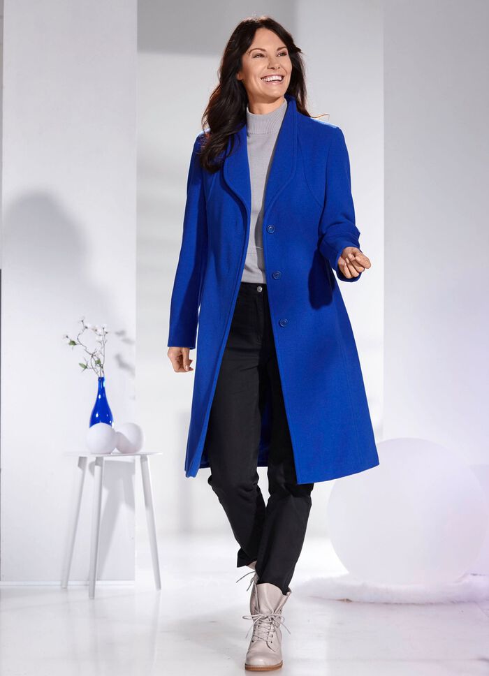 Mantel mit elegant verdeckter Knopfleiste ROYALBLAU