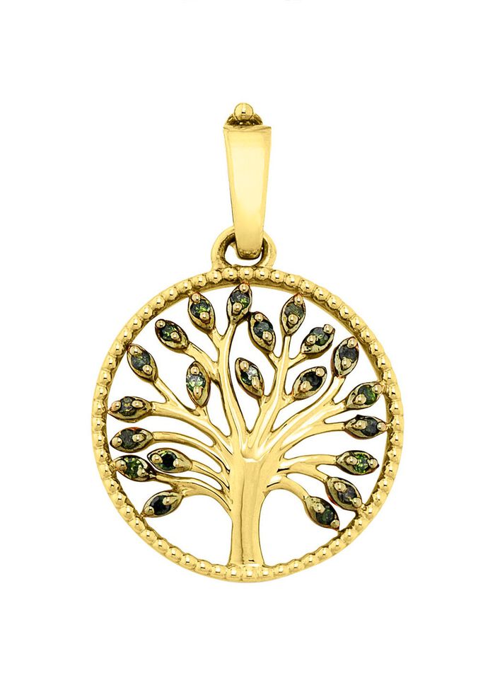 Lebensbaum-Anh&auml;nger mit Diamanten 