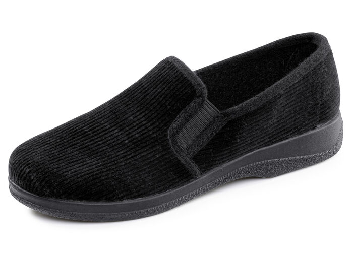 Klassische Herren-Hausschuhe, mit Gummizug SCHWARZ