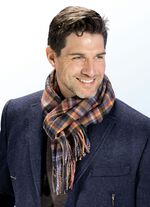 Ansprechender karierter Schal DUNKELBRAUN-MESSING-TERRAKOTTA-BLAU