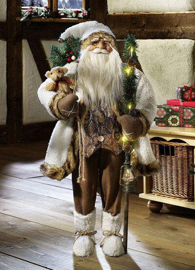 Weihnachtsmann mit beleuchtetem Wanderstock 