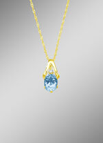 Anhänger mit Singapurkette, mit echt Blautopas und synth. Zirkonia 