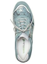 Waldl&auml;ufer, bequeme Damen-Schn&uuml;rschuhe, Weite H, mit herausnehmbarem Fu&szlig;bett BLEU-MATTSILBER