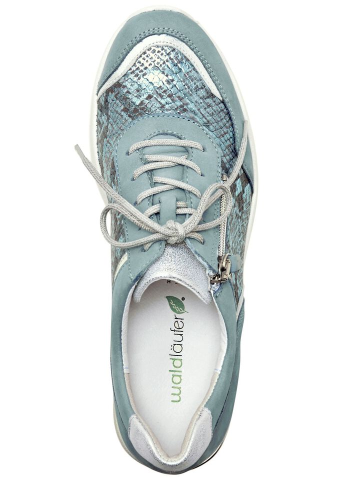 Waldl&auml;ufer, bequeme Damen-Schn&uuml;rschuhe, Weite H, mit herausnehmbarem Fu&szlig;bett BLEU-MATTSILBER