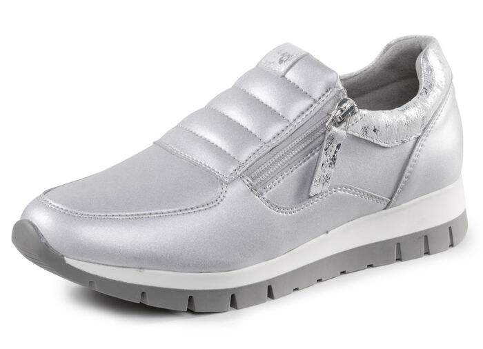 ELENA EDEN Sneaker aus Nappaleder und silbergrau geprägtem Veloursleder MATTSILBER