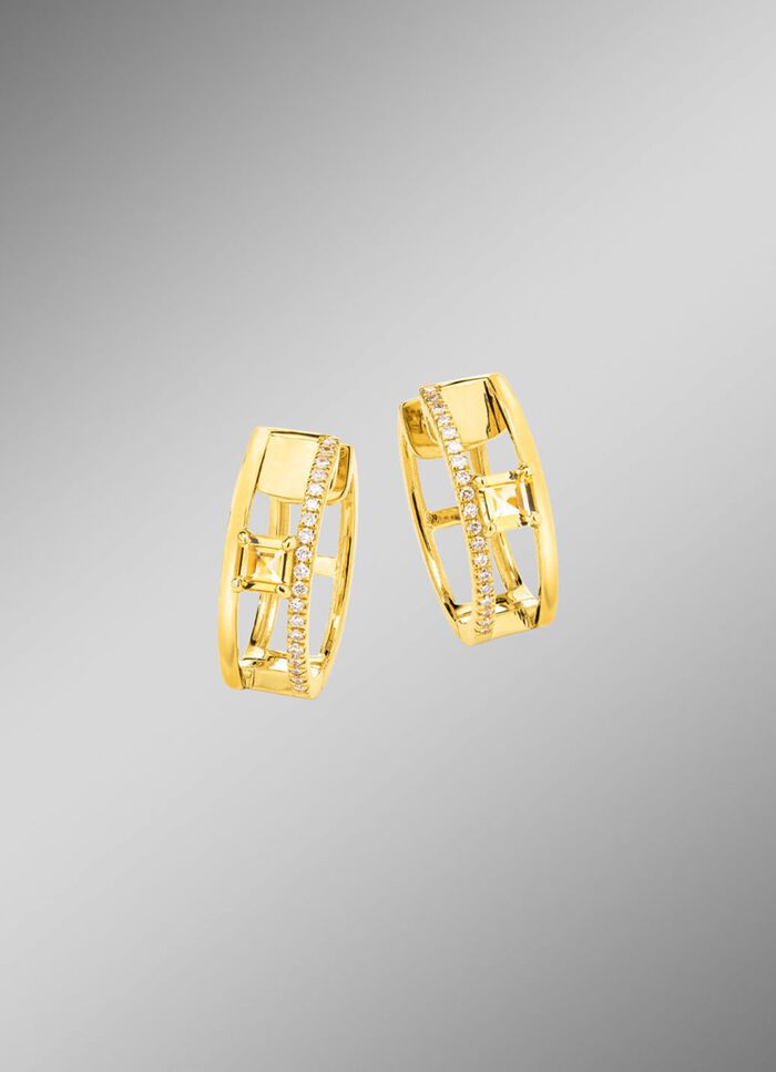 Schicke Klappcreolen mit Citrin und Brillanten 