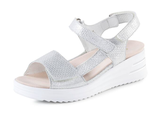 Waldl&auml;ufer Sandalette mit effektvoller Pr&auml;gung SILBER