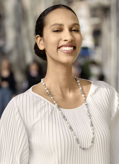 Halskette mit Facettierte Glasperlen 