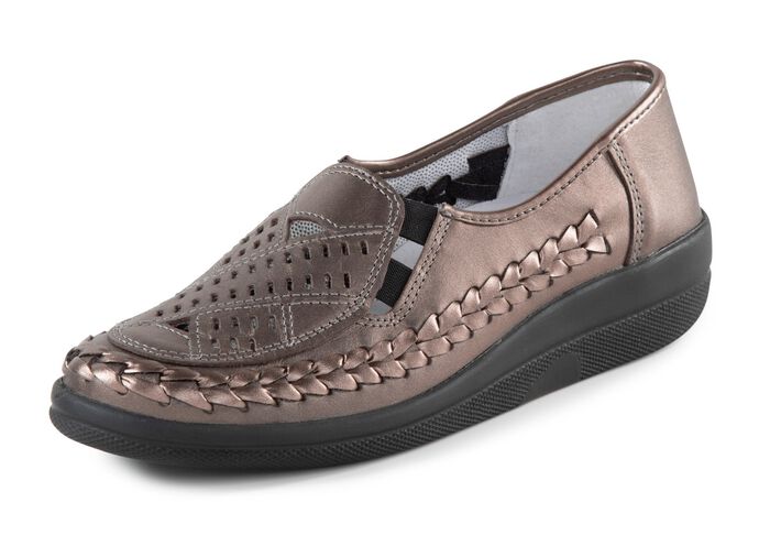 ELENA EDEN Slipper luftig durchbrochen und mit Flechtdurchzug BRONZE