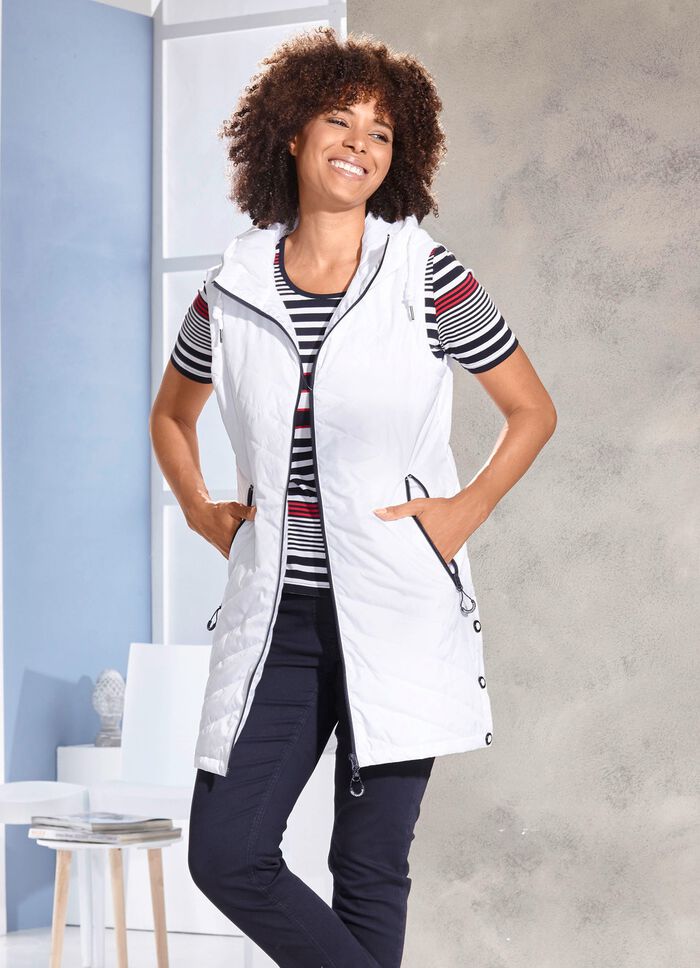 Longweste mit fester Kapuze WEISS