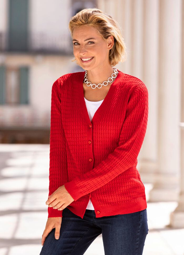 Strickjacke mit Z&ouml;pfchendessin ROT