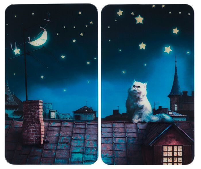 Herdabdeckplatten mit Motiv Moon Cat, 2er-Set 
