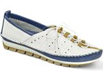 Gemini Mokassin-Slipper aus angenehmem Leder WEISS-BLAU-MAIS