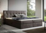 Boxspringbett mit LED-Beleuchtung und Topper BRAUN