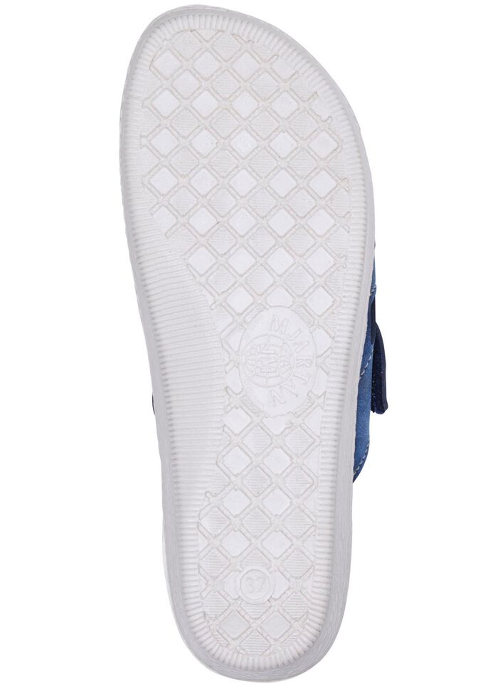 Klassische Damen-Pantoletten, Weite H, mit elastischem Material BLAU