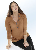 Shirt mit Zierblende  COGNAC