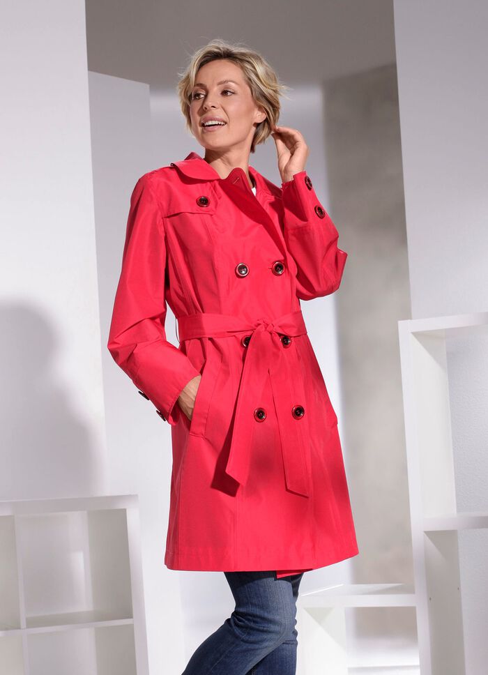 Trenchcoat mit G&uuml;rtel in 2 Farben ROT