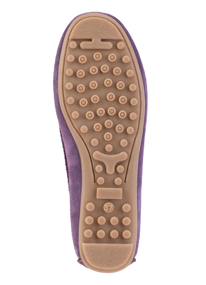 ELENA EDEN Mokassin-Slipper aus geschmeidigem Rind-Veloursleder LILA
