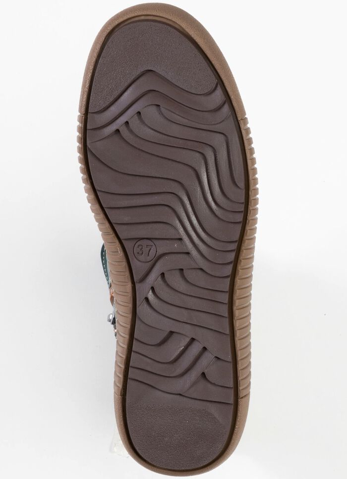 Gemini Schn&uuml;r-Bootie mit buntem Textilmaterial PETROL