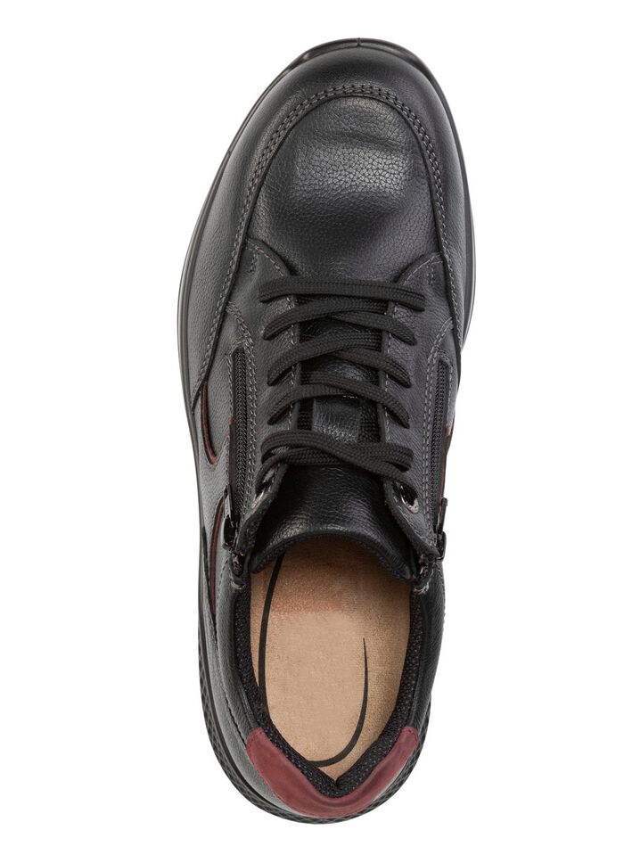 Schn&uuml;rschuh aus Nappaleder mit Nubukleder-Bes&auml;tzen SCHWARZ-BORDEAUX