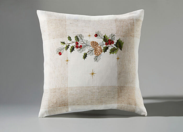 Aufwendig bestickte Tischdecke oder Kissenbezug SEKT-BUNT