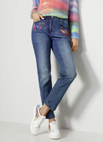 Jeans mit floraler Stickerei 