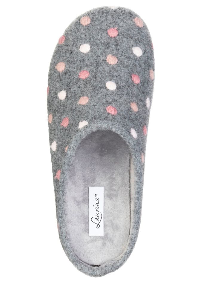 Laurina, klassische Damen-Hausschuhe, mit P&uuml;nktchen-Stickerei 