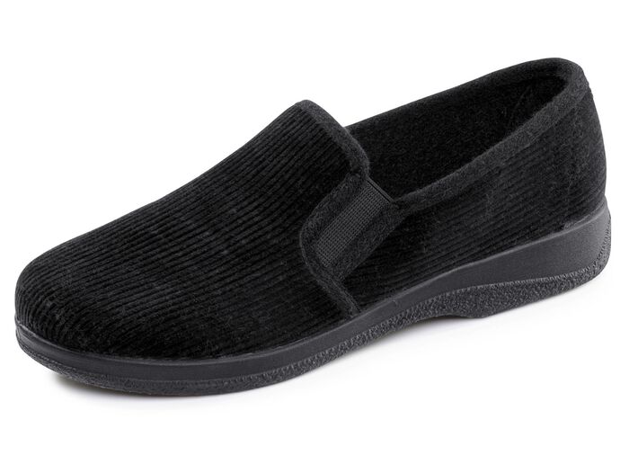 Klassische Herren-Hausschuhe, mit Gummizug SCHWARZ