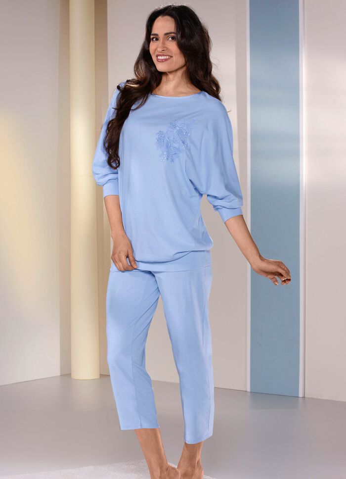 Schlafanzug mit 3/4-langen Fledermaus&auml;rmeln 