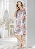 Knielanges Nachthemd mit Knopfleiste und kurzen &Auml;rmeln  