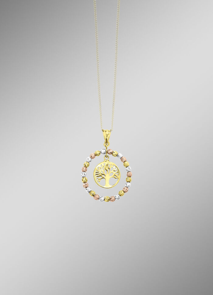Diamantierter Lebensbaum-Anhänger in Tricolor 
