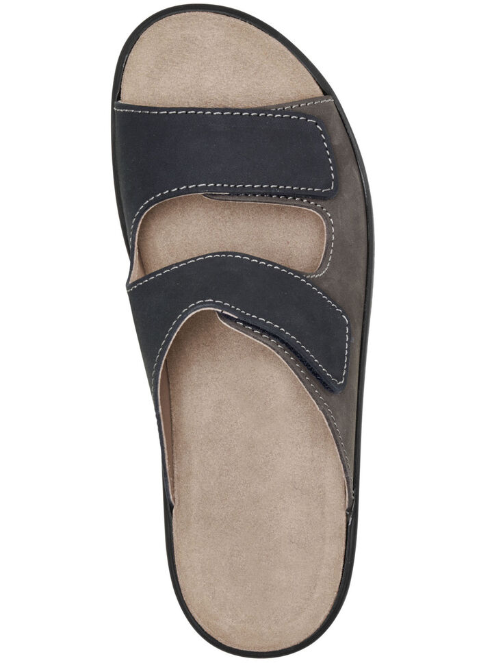 GINO GALANTE, bequeme Herren-Pantoletten, Weite H, mit herausnehmbarem Fu&szlig;bett DUNKELBLAU-MOKKA