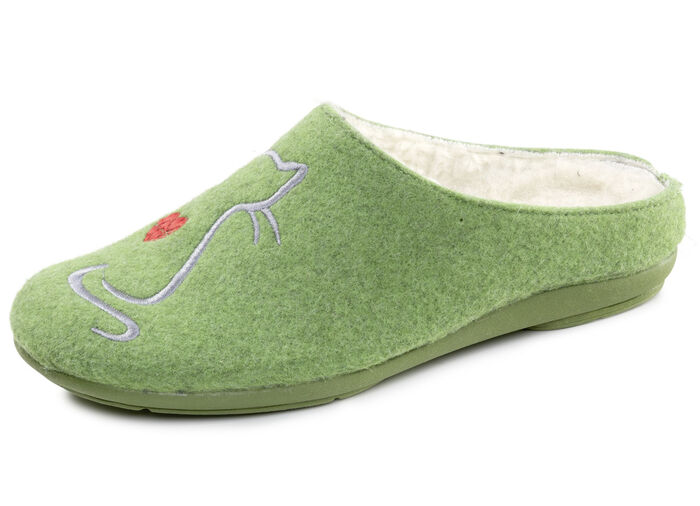 Warme Damen-Hausschuhe, mit Wolle GRÜN
