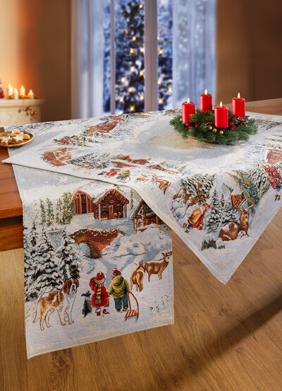 Winterliche Tisch- und Raumdekoration in Gobelin-Qualität 