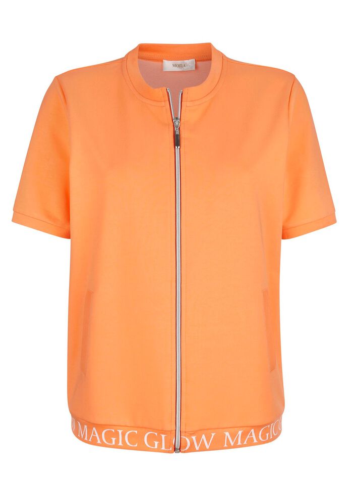 Sweatjacke mit Rippenb&uuml;ndchen 