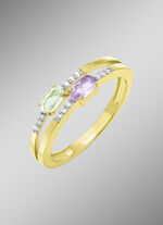 Attraktiver Blickfang: Damenring mit synth. Zirkonia und Glassteinen 