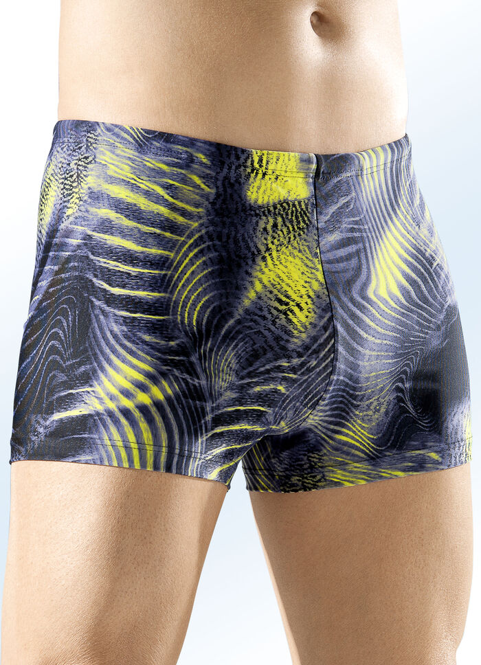 Schwab Badehose in höherer Kastenform mit buntem Druckdessin 